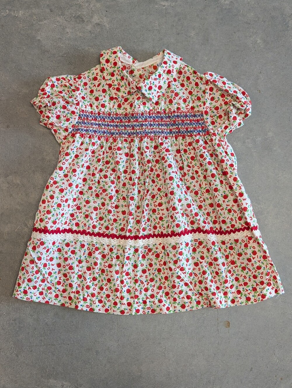 VINTAGE BABY DRESS novelty alphabet print